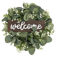 1Pc Welcome Wreath Decor Door Hanging Garland Ornament Simulation Leaf Wreath Artificial Plant Decor For Home Party