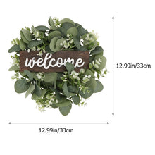 1Pc Welcome Wreath Decor Door Hanging Garland Ornament Simulation Leaf Wreath Artificial Plant Decor For Home Party