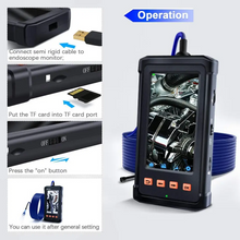 Industrial Endoscope with Screen 4.3 inch Micro Inspection Camera with LED Light Waterproof Borescope with Semi-Rigid Metal