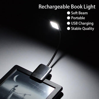 Adjust rechargeable strong and weak lighting mode black and white color button cell flexible metal hose neck led clip book light
