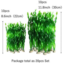 20PCS Artificial Decorative Plastic Aquarium Fish Tank Decoration Plastic Plants (20Pcs Green)
