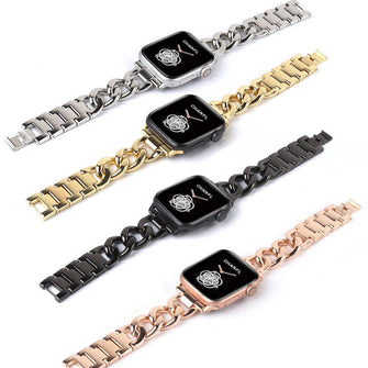 single line denim chain metal strap for apple watch band 45mm 41mm 44mm 40mm iwatch series 7/6/5/4/3/2/1 Replacement wristband