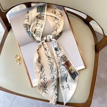 Small Silk Scarf For Women  Print Handle Bag Ribbons Brand Fashion Head Scarf Small Long Skinny Scarves Wholesale