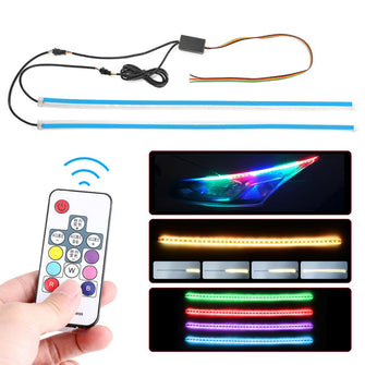 2X Flexible Multi Color Car LED DRL RGB Daytime Running Light LED