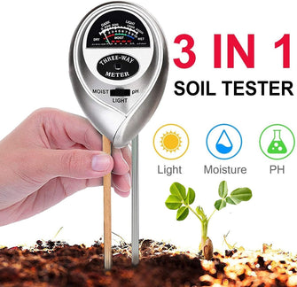 Accept custom Silver 3 In 1 gardening plant flowerpot tester soil moisture meter/PH Meter/illuminance meter