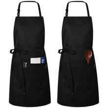 2pcs Adjustable Kitchen Apron Waterproof Oil-Proof Cooking Professional Chef for Women Men (Black/white)