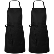 2pcs Adjustable Kitchen Apron Waterproof Oil-Proof Cooking Professional Chef for Women Men (Black/white)