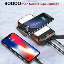 30000mAh Solar Power Bank with Camping Light Qi Wireless Charger For iPhone
