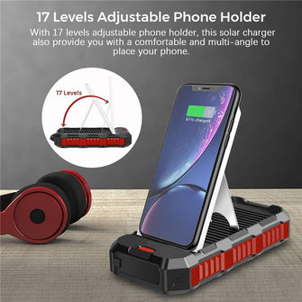 30000mAh Solar Power Bank with Camping Light Qi Wireless Charger For iPhone
