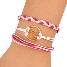 3Pcs/Set Multi-Color Bohemian Style Wax Line Woven Wave Color Adjustable Bracelet Seaside Beach Jewelry Decoration Gift