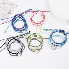 3Pcs/Set Multi-Color Bohemian Style Wax Line Woven Wave Color Adjustable Bracelet Seaside Beach Jewelry Decoration Gift