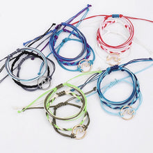 3Pcs/Set Multi-Color Bohemian Style Wax Line Woven Wave Color Adjustable Bracelet Seaside Beach Jewelry Decoration Gift