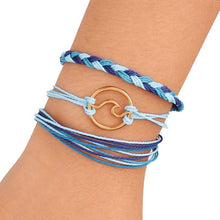 3Pcs/Set Multi-Color Bohemian Style Wax Line Woven Wave Color Adjustable Bracelet Seaside Beach Jewelry Decoration Gift