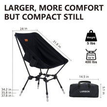 LARIBON Outdoor Portable Heavy Duty Compact Camping Backpacking Folding Camp Chairs for Camping Hiking Gardening Travel