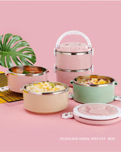 newest style 1/2/3/4 layer round shape stainless steel lunch box and pp plastic colorful lunch box, food container for kids