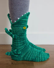 Christmas knitted crocodile socks