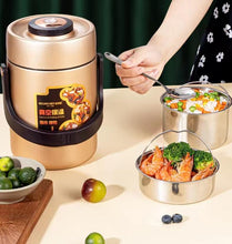 Gold key 304 stainless steel vacuum insulation barrel stewing pot large capacity lunch box