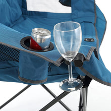 OUTDOOR Portable Folding Double Duo Camping Chair Loveseat w/ 2 Cup & Wine Glass Holder, Heavy-Duty Padded Seats&Armrests