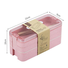 Creative wheat straw three-layer student lunch box outdoor picnic lunch box bento degradable lunch box for kids