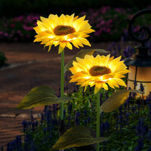 Solar Flower Stake Lights : 2-Pack Garden Outdoor Sunflower Solar Lighted LED