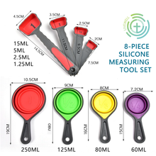 8-Piece Silicone Measuring Tool Set, 4-Piece Spoon + 4-Piece Cup