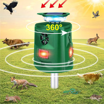 Seicosy Solar Ultrasonic Animal Repeller Motion Sensor Flashing Light Animal Control for Outdoor