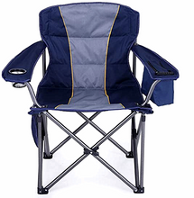 Oversize Padded Outdoor Chair with Cup Holder Storage and Cooler Bag