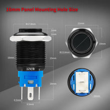 16mm 1NO 1NC Waterproof IP65 Latching ON/OFF Ring illuminated Metal Push Button Switch with Blue LED