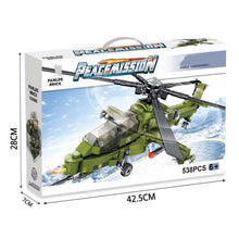 DIY Assembly Helicopter Building Toy Kids Intelligent Model Fighting Aircraft Construction Set 538pcs Military Blocks