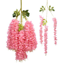 Artificial Flower A bunch of 12pc Simulation Wisteria Flower Silk Artificial Hanging Bush String Home Party Wedding Decoration