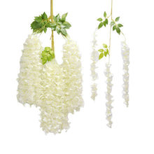 Artificial Flower A bunch of 12pc Simulation Wisteria Flower Silk Artificial Hanging Bush String Home Party Wedding Decoration