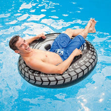 Boys' Tires Inflatable Swimming Ring Float Tube Raft for Men Women 2 Size Black Wheel Swim Circle with Handle Water Party Toys