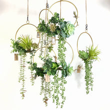 Cilected Artificial Plant Succulents Green Garland Wall Hanging For Wedding Door Wall Decor Round Metal Hoop Wreath Decoration