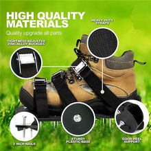 ELEG-Garden Lawn Aerator Shoes Sandal Aerating Spike Grass Pair Green Spiked Tool Loose Soil Shoes Black 30X13CM