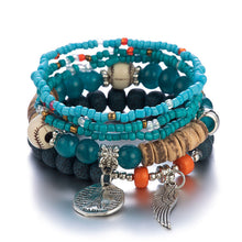 Explosion Style Fashion Color Bohemian Ethnic Style Bracelet Ladies Multi-layer Elastic Rice Bead Bracelet Jewelry