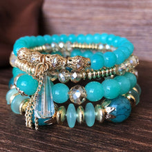 Explosion Style Fashion Color Bohemian Ethnic Style Bracelet Ladies Multi-layer Elastic Rice Bead Bracelet Jewelry