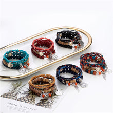 Explosion Style Fashion Color Bohemian Ethnic Style Bracelet Ladies Multi-layer Elastic Rice Bead Bracelet Jewelry