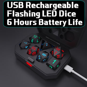 7 Rechargeable LED Flashing Glowing Dice D4 - D20 Dice - Free Shipping