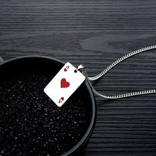 Fashion Titanium Steel Necklace Creative Playing Card Heart Spade A Heart Pendant Fashion Men and Women Jewelry