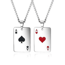 Fashion Titanium Steel Necklace Creative Playing Card Heart Spade A Heart Pendant Fashion Men and Women Jewelry