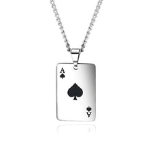 Fashion Titanium Steel Necklace Creative Playing Card Heart Spade A Heart Pendant Fashion Men and Women Jewelry