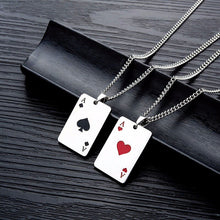 Fashion Titanium Steel Necklace Creative Playing Card Heart Spade A Heart Pendant Fashion Men and Women Jewelry