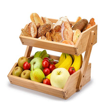 Fruit Basket 2 Tire Bamboo Storage Shelf Breathable Removable Food Container Kitchen Fresh Fruit Vegetable Accessories