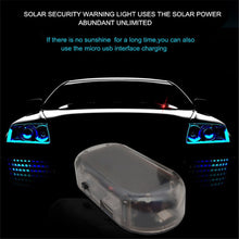 Solar USB powered car alarm light anti-theft warning flash red and blue new product update (buy one get one free)