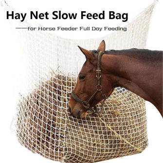 Hay Net Bag Slow Feed Bag Horse Feeder Full Day Feeding Large Feeder Bag with Small Holes woven mesh Equestrian supplies