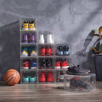 Internet celebrity magnetic shoe box transparent basketball sneaker storage box storage magic shoe wall tide