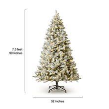 7.5' King Flock® Artificial Christmas Tree with 800 Warm White LED Lights