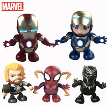 Marvel The Avengers Superhero Electronic Dancing Music Light Robot Toy Iron Man Spider-man Panther Doll For Children Boys Gift