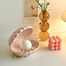 Nordic Home Decor Ceramic Night Light Desktop Decoration Shell Light Jewelry Storage Decorations Bedside Lamp Pink White Gifts