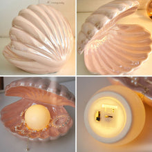 Nordic Home Decor Ceramic Night Light Desktop Decoration Shell Light Jewelry Storage Decorations Bedside Lamp Pink White Gifts
